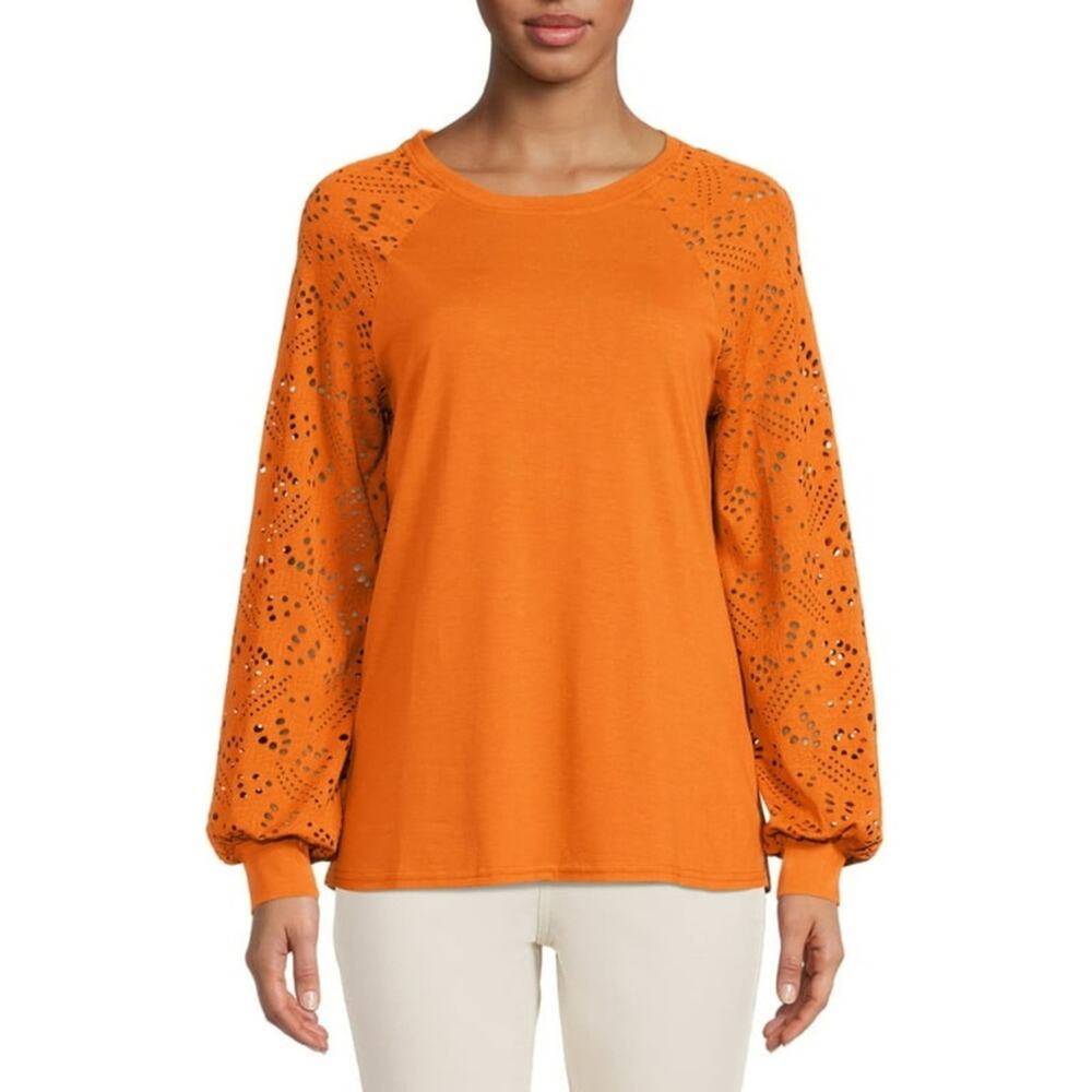 [B9] Nine.Eight Women Casual Long Sleeve Round Neck Statement Pullover